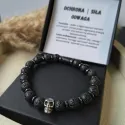 BRANSOLETKA MĘSKA LAWA WULKANICZNA TURMALIN HEMATYT CZACHA OCHRONA SIŁA ODWAGA